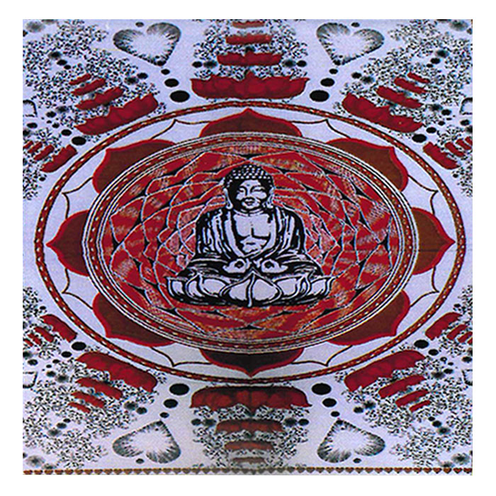 Buddha in Dharma Chakra Mudra on Lotus Flower Flag