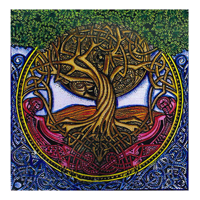 Rainbow Hippie Trippy Celtic Tree of Life Flag