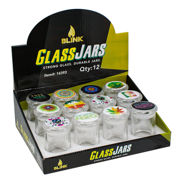 Blink Storage Glass Jars Glass Top 4gm Display of 12