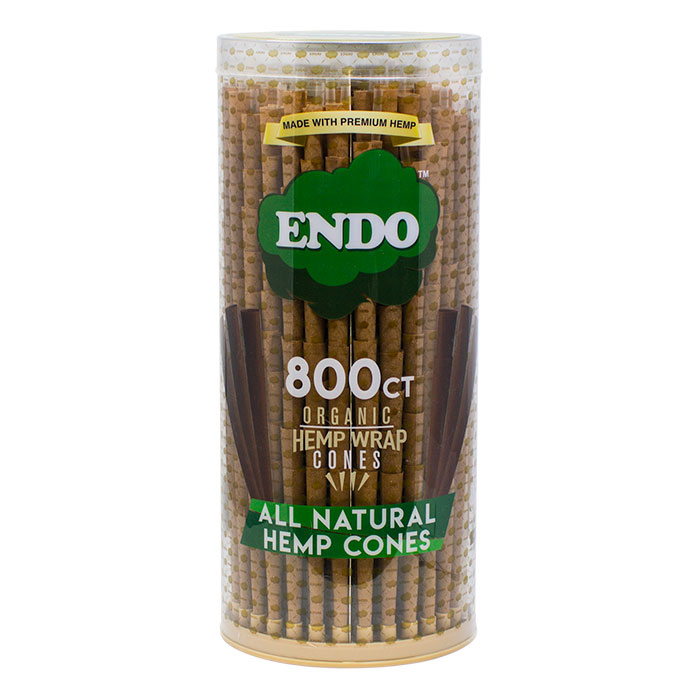 Endo Premium Organic Hemp Wrap King Size Cones Display of 800