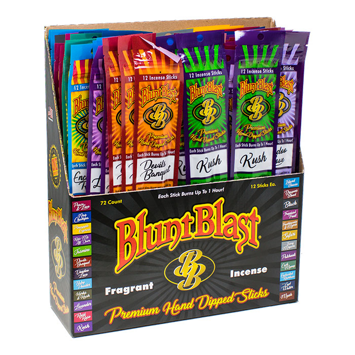 Blunt Blast Premium Hand Dipped Incense Sticks Display of 72