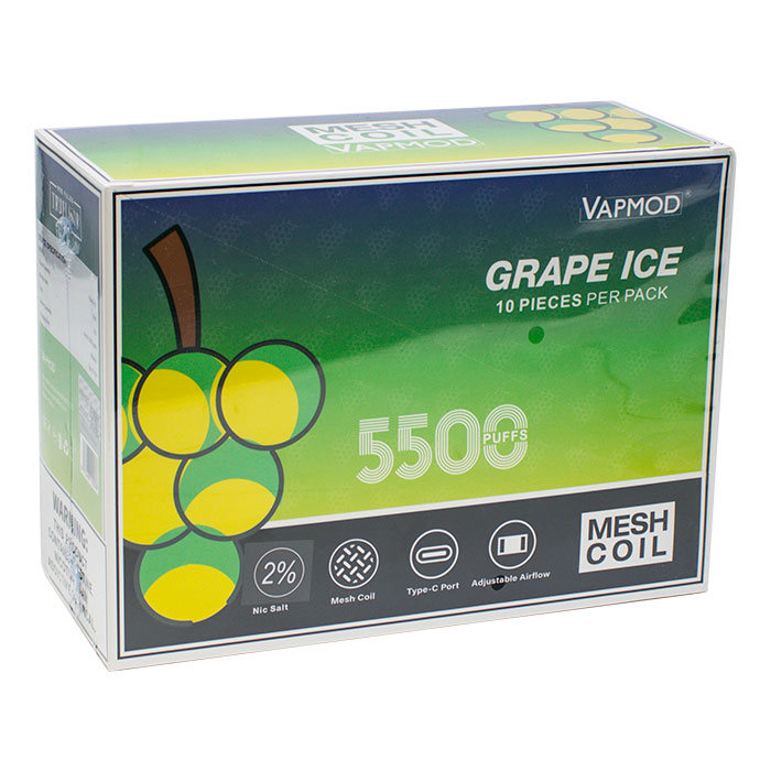 Vapmod Grape Ice 5500 Puffs Disposable Vape Display of 10
