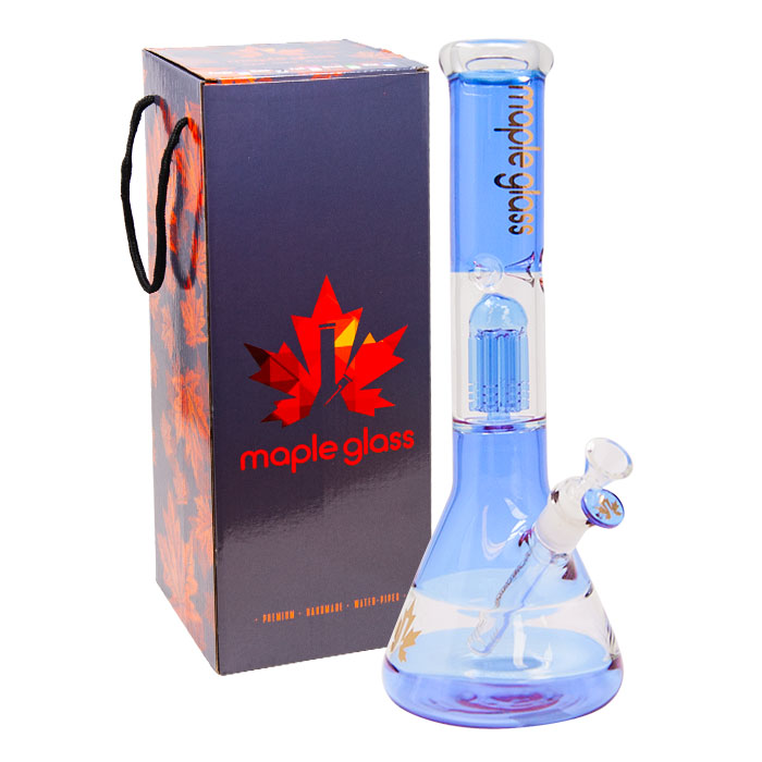Light Blue Maple Glass Tree Percolator Bong 14 Inches