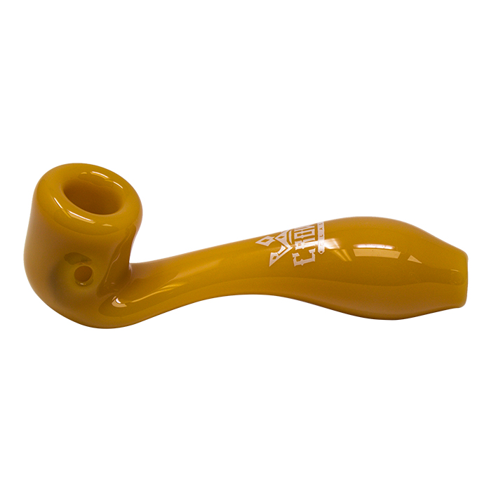 Jade Yellow Crown Glass Sherlock Pipe 6 Inches
