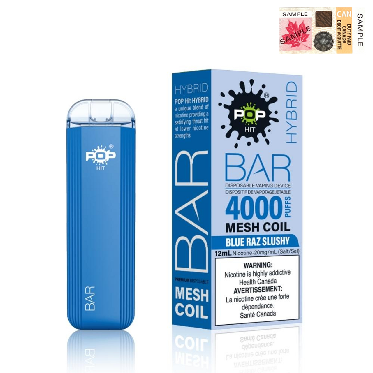 Blue Raz Slushy Pop Hybrid Bar 4000 Puff Disposable Vape