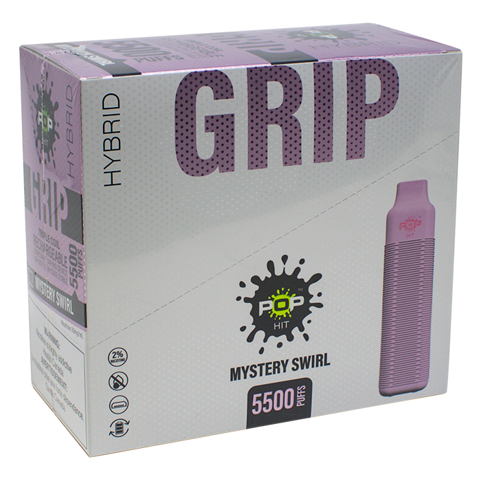 Mystery Swirl Pop Hybrid Grip 5500 Puff Rechargeable Vape Display of 10