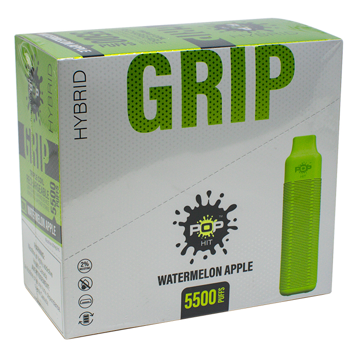Watermelon Apple Pop Hybrid Grip 5500 Puff Rechargeable Vape Display of 10