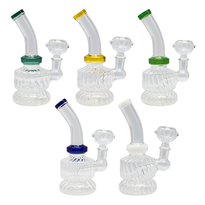 Assorted Color Swirly Tube 7 Inches Glass Bongs