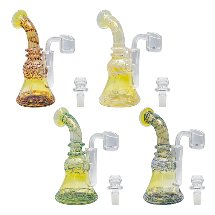 Striped Color Changing 6 Inches Glass Dab Rig and Bong