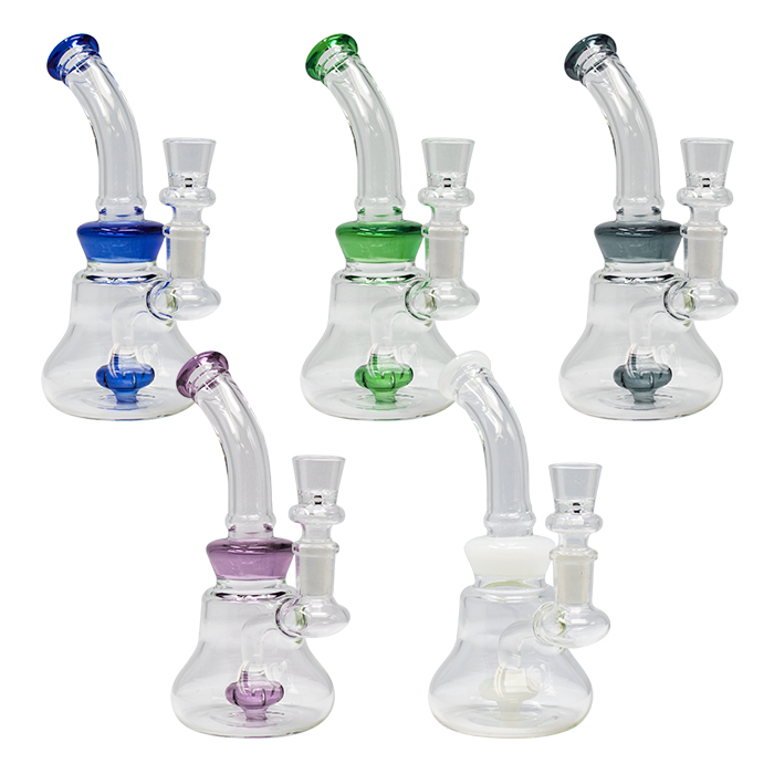 Bent Neck Assorted Color 6.5 Inches Glass Bong