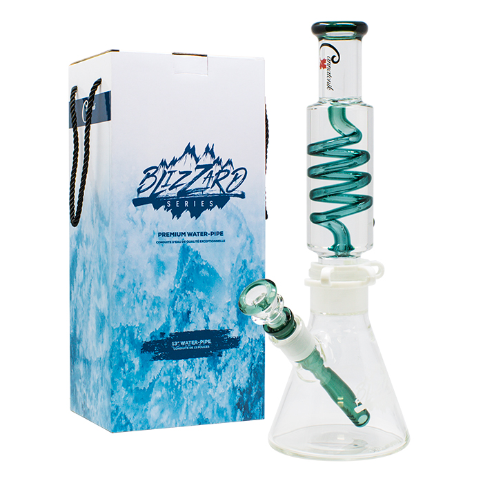 Teal Blizzard Series Freezable 13 Inches Glass Bong by Cannatonik