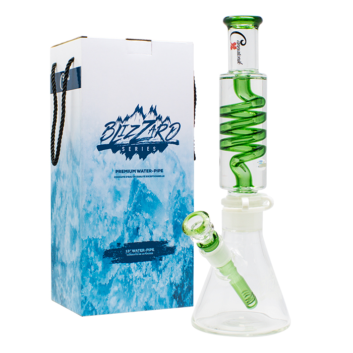 Green Blizzard Series Freezable 13 Inches Glass Bong by Cannatonik