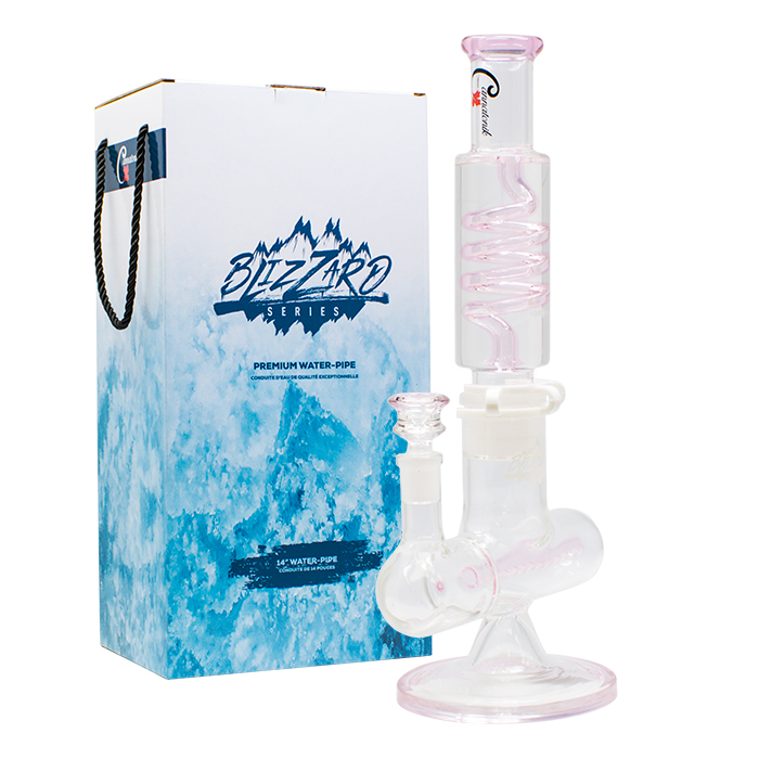 Pink Blizzard Series Nucleus 14 Inches Freezable Glass Bongs