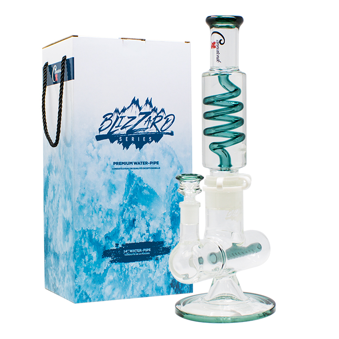 Teal Blizzard Series Nucleus 14 Inches Freezable Glass Bongs