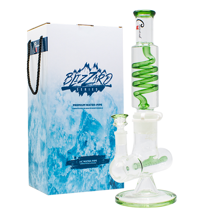 Green Blizzard Series Nucleus 14 Inches Freezable Glass Bongs