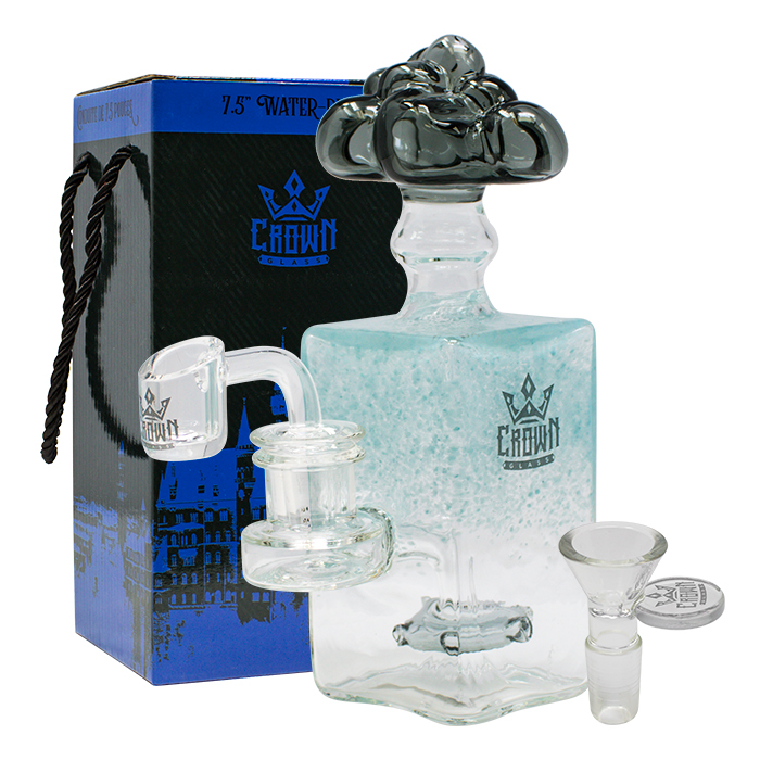 Grey Crown Glass Perfume Shaped 7.5 Inches Glass Dab Rig and Bong