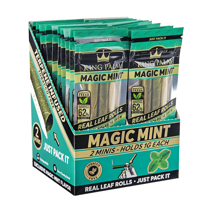 King Palm Magic Mint 2 Mini Rolls Display of 20 Pouches