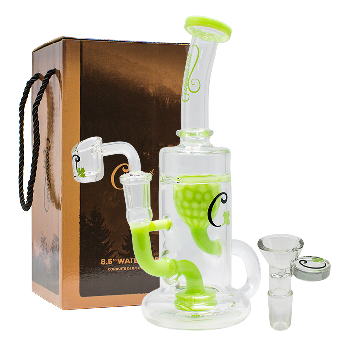 Green Cylindrical Shape 8.5 Inches Cannatonik Glass Dab Rig and Bong
