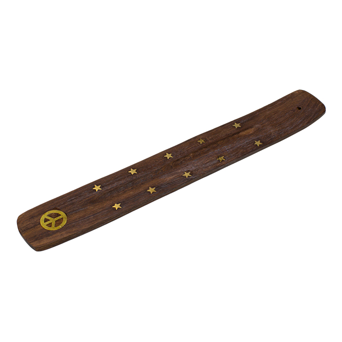 Peace Wood And Brass Incense Holder