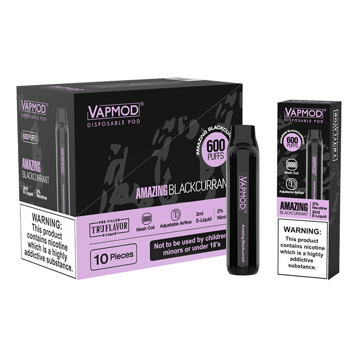 Vapmod 600 Puffs Amazing Blackcurrant Disposable Vape - BC Compliance