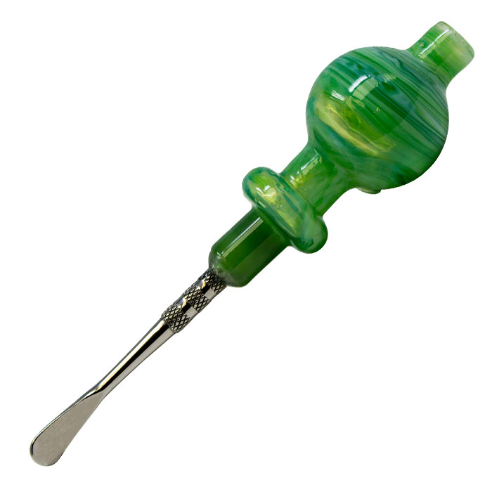 Green Multi-Purpose Dabbing Stick and Carb Cap with Scooper