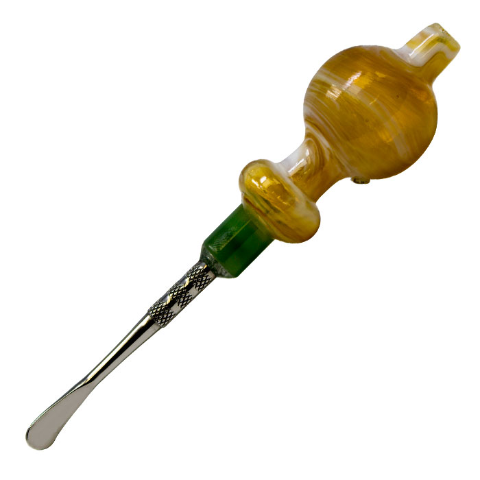 Yellow Multi-Purpose Dabbing Stick and Carb Cap with Scooper