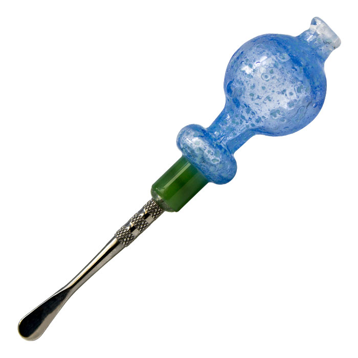 Blue Glow In The Dark Dabbing Stick and Carb Cap with Round Scooper