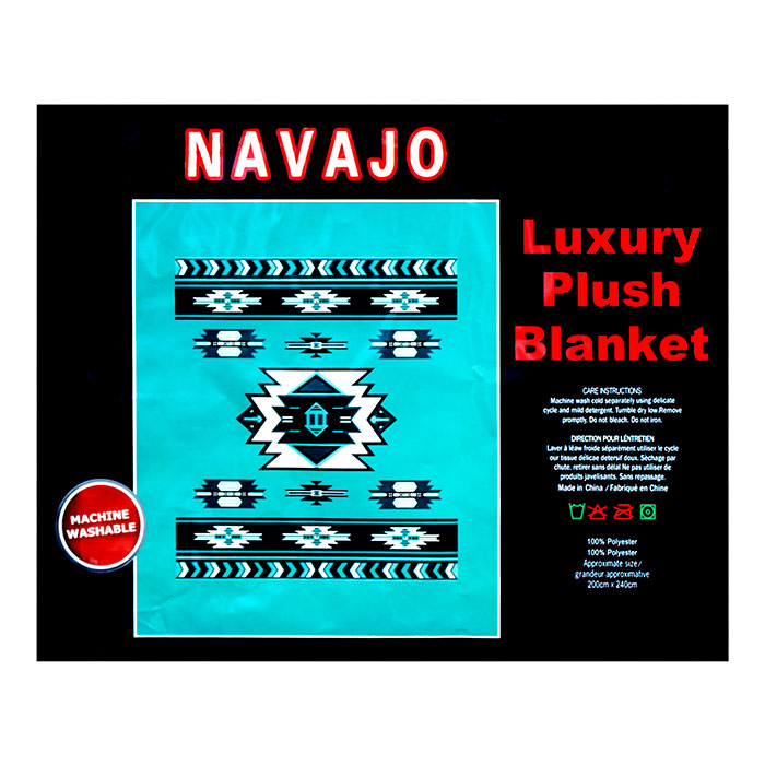 Navajo Light Green Queen Size Plush Blanket