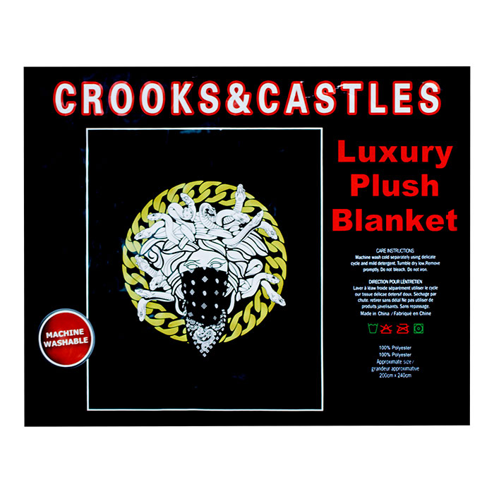 Yellow Crooks and Castle Queen Size Plush Blanket