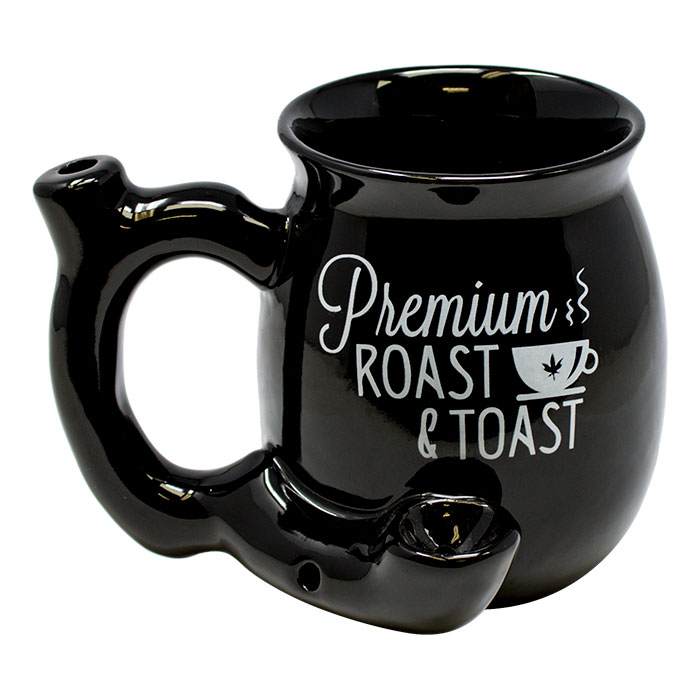 Premium Roast and Toast Black Ceramic Mug Pipe