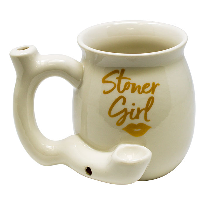 Stoner Girl White Ceramic Mug Pipe
