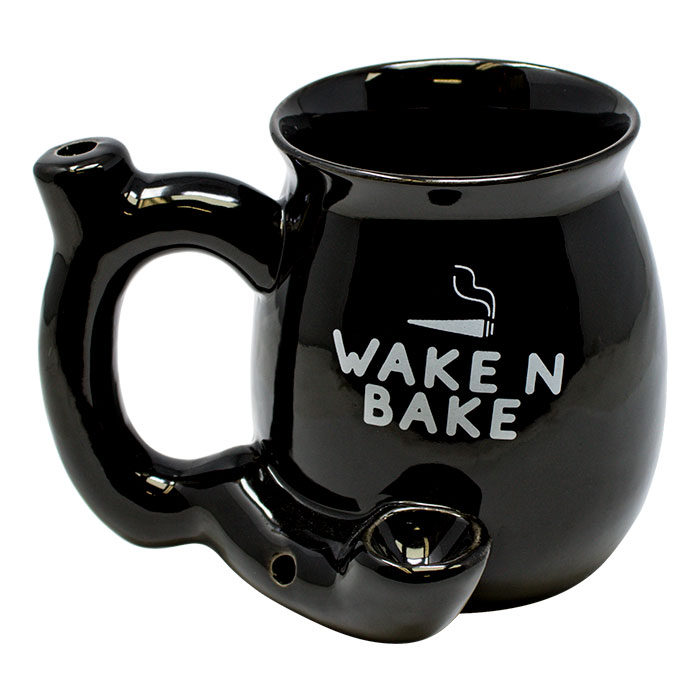 Wake N Bake Black Ceramic Mug Pipe