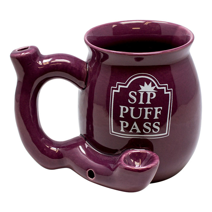 Sip Puff Pass Wine Color Ceramic Mug