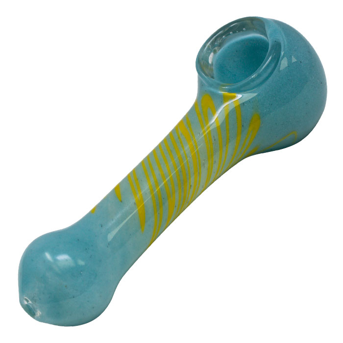 Sky Blue Insideout Frit Glass Pipe 4.5 Inches