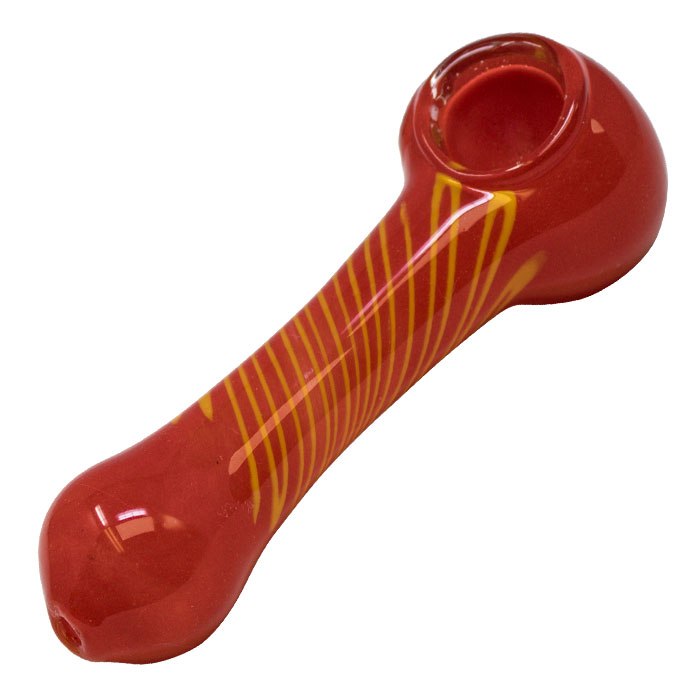 Red Insideout Frit Glass Pipe 4.5 Inches