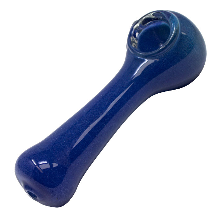 Blue Hand Crafted Inside Out Frit Work Glass Pipe 4 Inches