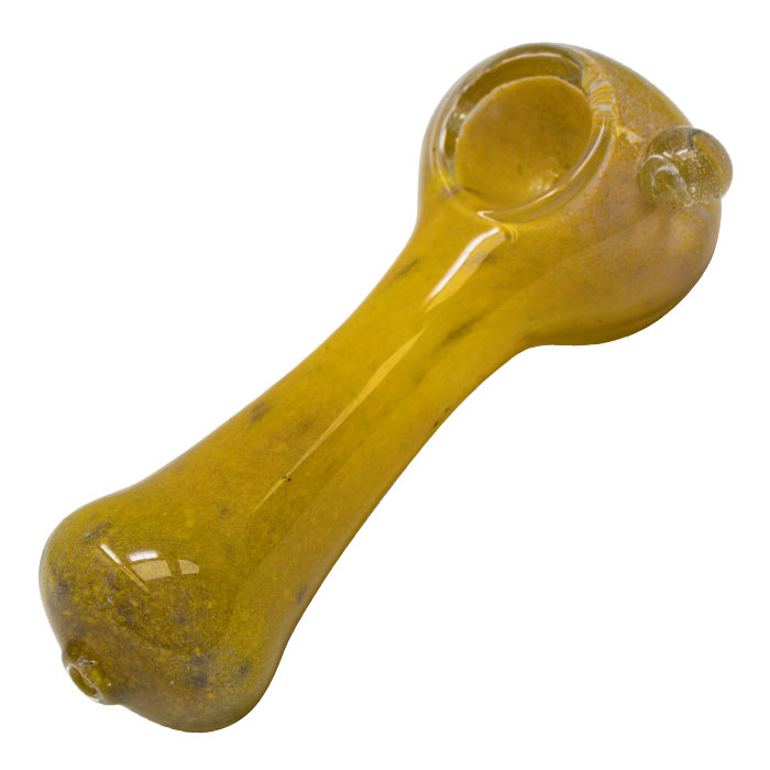 Yellow Hand Crafted Inside Out Frit Work Glass Pipe 4 Inches