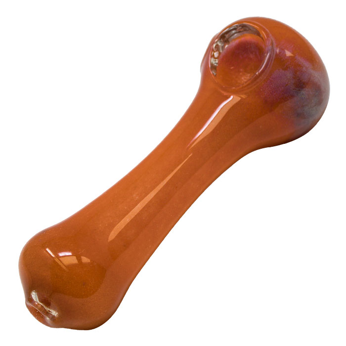 Orange Hand Crafted Inside Out Frit Work Glass Pipe 4 Inches