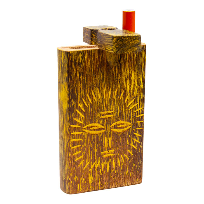 Sun Engraved Wooden Dugout 4 Inches