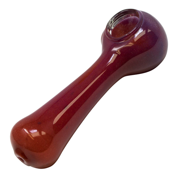 Red Hand Crafted Inside Out Frit Work Glass Pipe 4 Inches