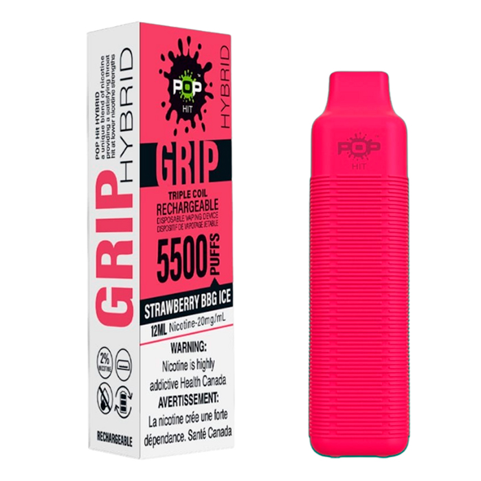 Strawberry BBG Ice Pop Hybrid Grip 5500 Puff Rechargeable Vape