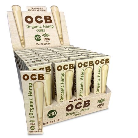 OCB Unbleached Organic Hemp Mini 70mm Cones With Tip