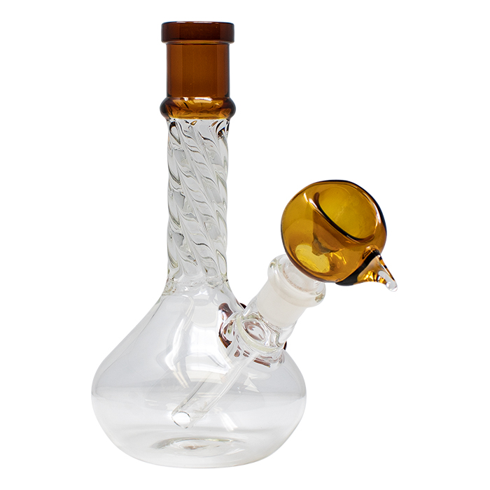 Amber Bubble Base 6 Inches Glass Bong