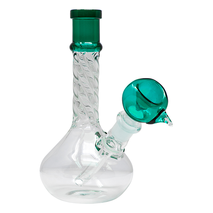 Teal Green Bubble Base 6 Inches Glass Bong