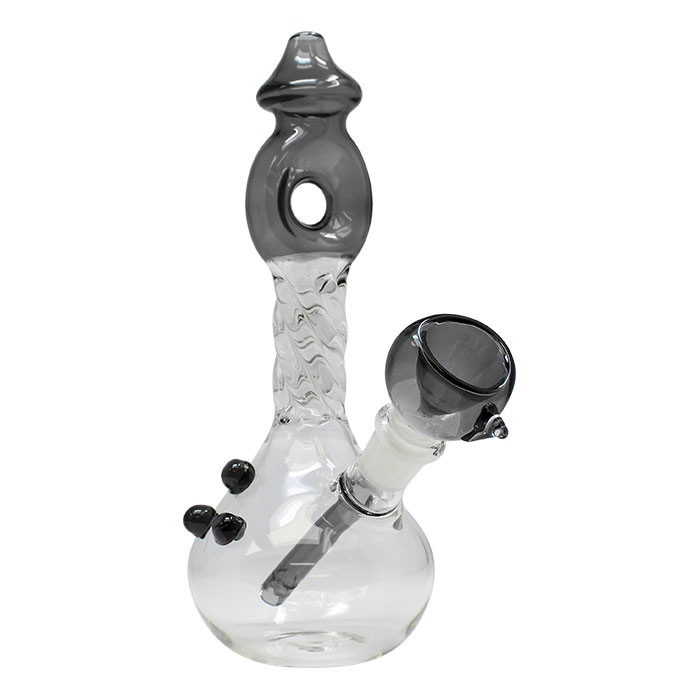 Teal Black Twisted Mouthpiece Glass Bong 6 Inches