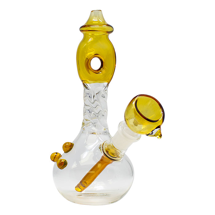Yellow Twisted Mouthpiece Glass Bong 6 Inches