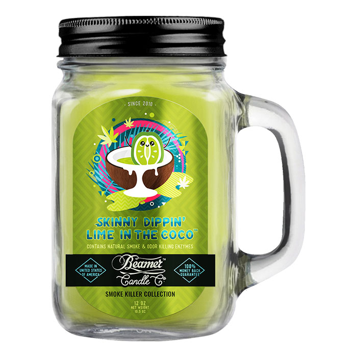 Skinny Dippin Lime In the Coco 12oz Glass Mason Jar Candle by Beamer Candle Co.