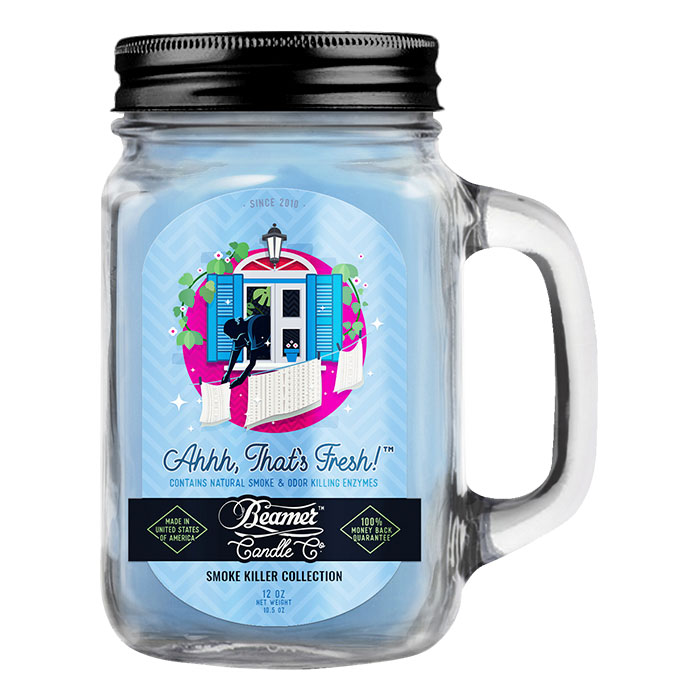 Ahh That's Fresh 12oz Glass Mason Jar Candle by Beamer Candle Co.