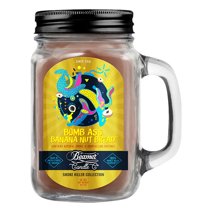 Bomb Ass Banana Nut Bread 12oz Glass Mason Jar Candle by Beamer Candle Co.