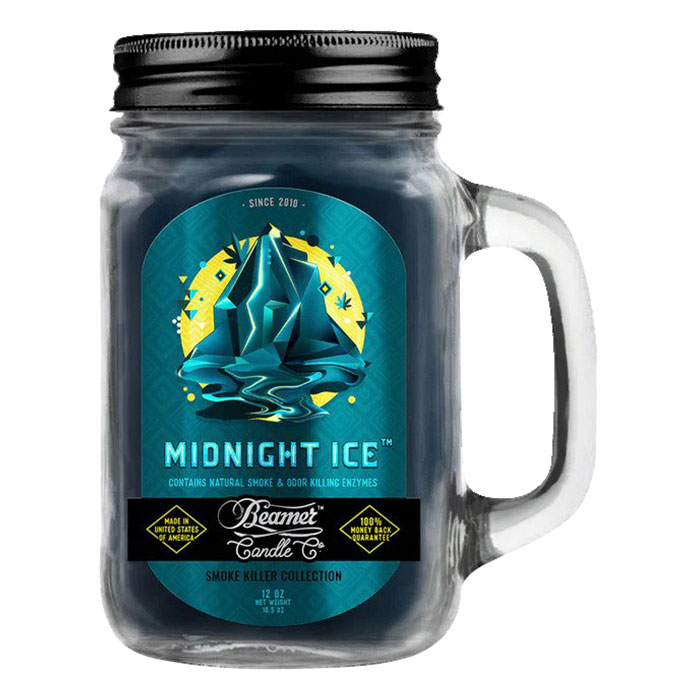 Midnight Ice 12oz Glass Mason Jar Candle by Beamer Candle Co.